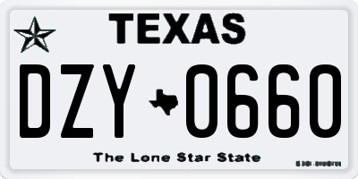 TX license plate DZY0660