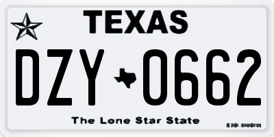 TX license plate DZY0662