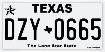 TX license plate DZY0665