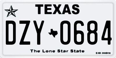 TX license plate DZY0684