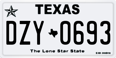 TX license plate DZY0693