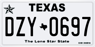 TX license plate DZY0697