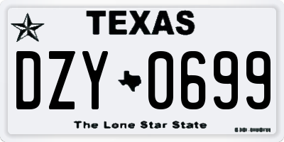 TX license plate DZY0699