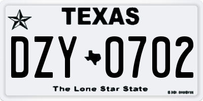 TX license plate DZY0702