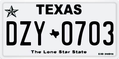 TX license plate DZY0703