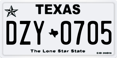 TX license plate DZY0705