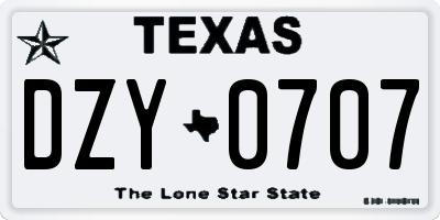TX license plate DZY0707