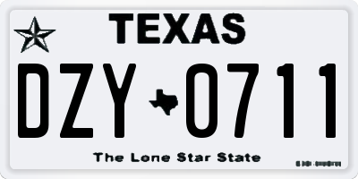 TX license plate DZY0711