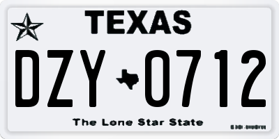 TX license plate DZY0712