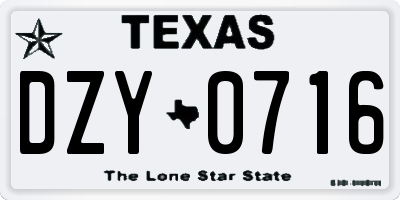 TX license plate DZY0716