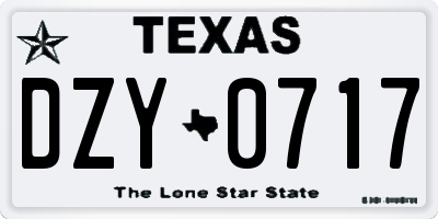 TX license plate DZY0717