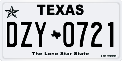 TX license plate DZY0721