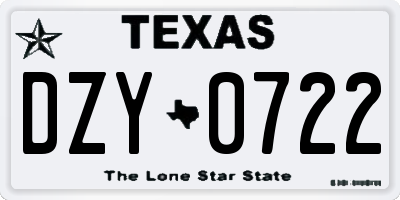 TX license plate DZY0722