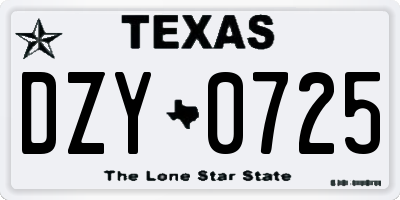 TX license plate DZY0725
