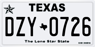 TX license plate DZY0726