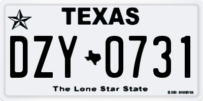 TX license plate DZY0731