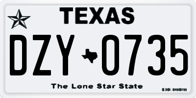 TX license plate DZY0735