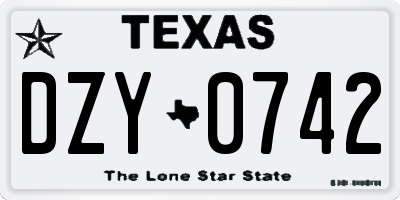 TX license plate DZY0742