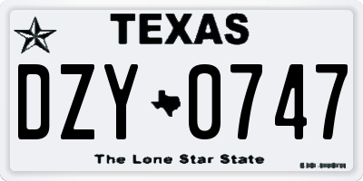 TX license plate DZY0747