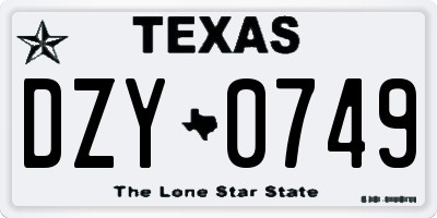 TX license plate DZY0749
