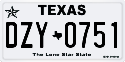 TX license plate DZY0751
