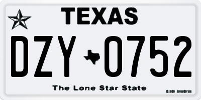 TX license plate DZY0752