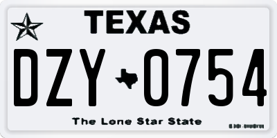 TX license plate DZY0754