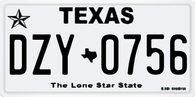 TX license plate DZY0756