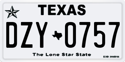 TX license plate DZY0757