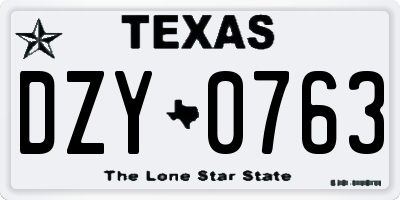 TX license plate DZY0763