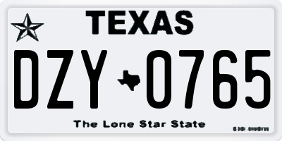 TX license plate DZY0765