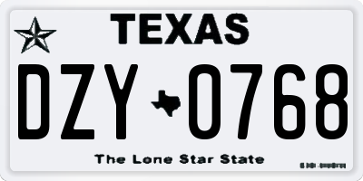 TX license plate DZY0768