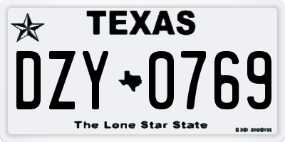 TX license plate DZY0769