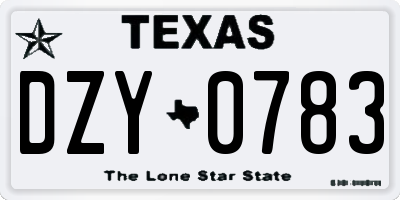 TX license plate DZY0783