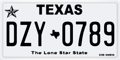 TX license plate DZY0789