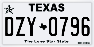 TX license plate DZY0796