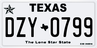 TX license plate DZY0799