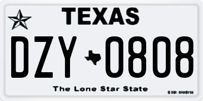 TX license plate DZY0808