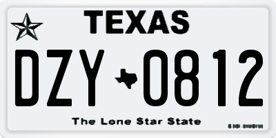 TX license plate DZY0812