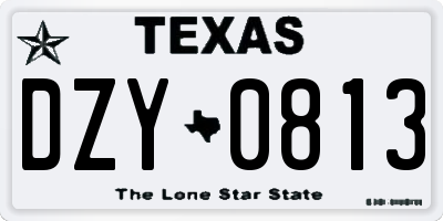 TX license plate DZY0813