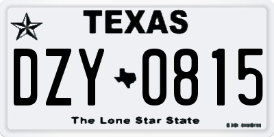 TX license plate DZY0815