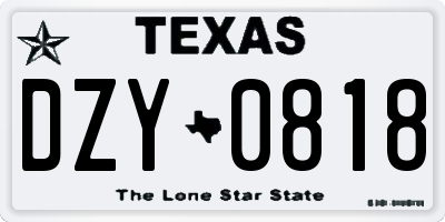 TX license plate DZY0818
