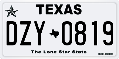 TX license plate DZY0819