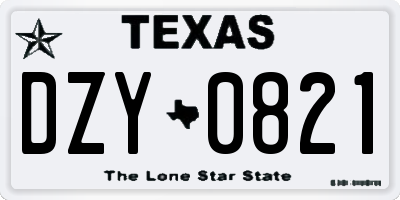 TX license plate DZY0821