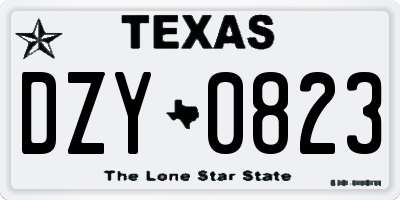 TX license plate DZY0823