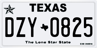 TX license plate DZY0825