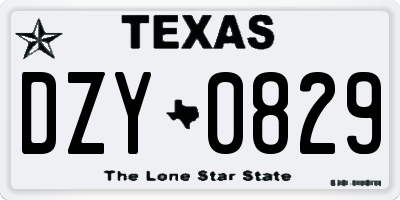 TX license plate DZY0829