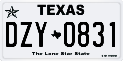 TX license plate DZY0831