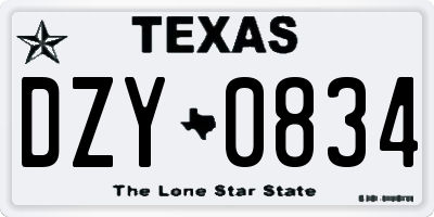 TX license plate DZY0834