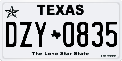 TX license plate DZY0835
